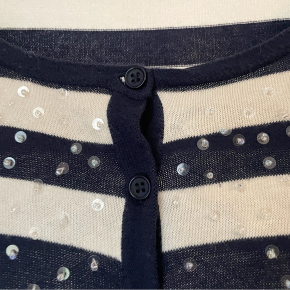 The Limited Navy & White Striped w/ Sequins Cardigan - Picture 5 of 9